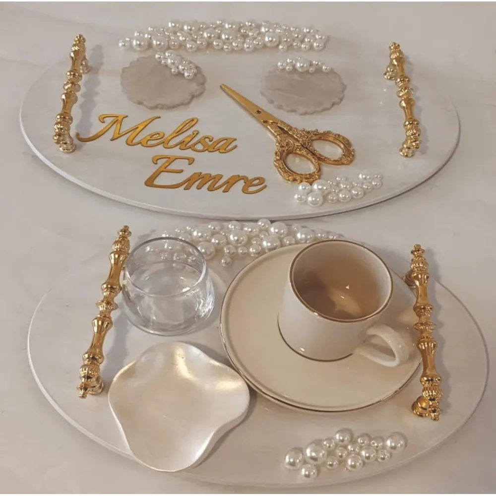 Gold İncili Tepsi Seti