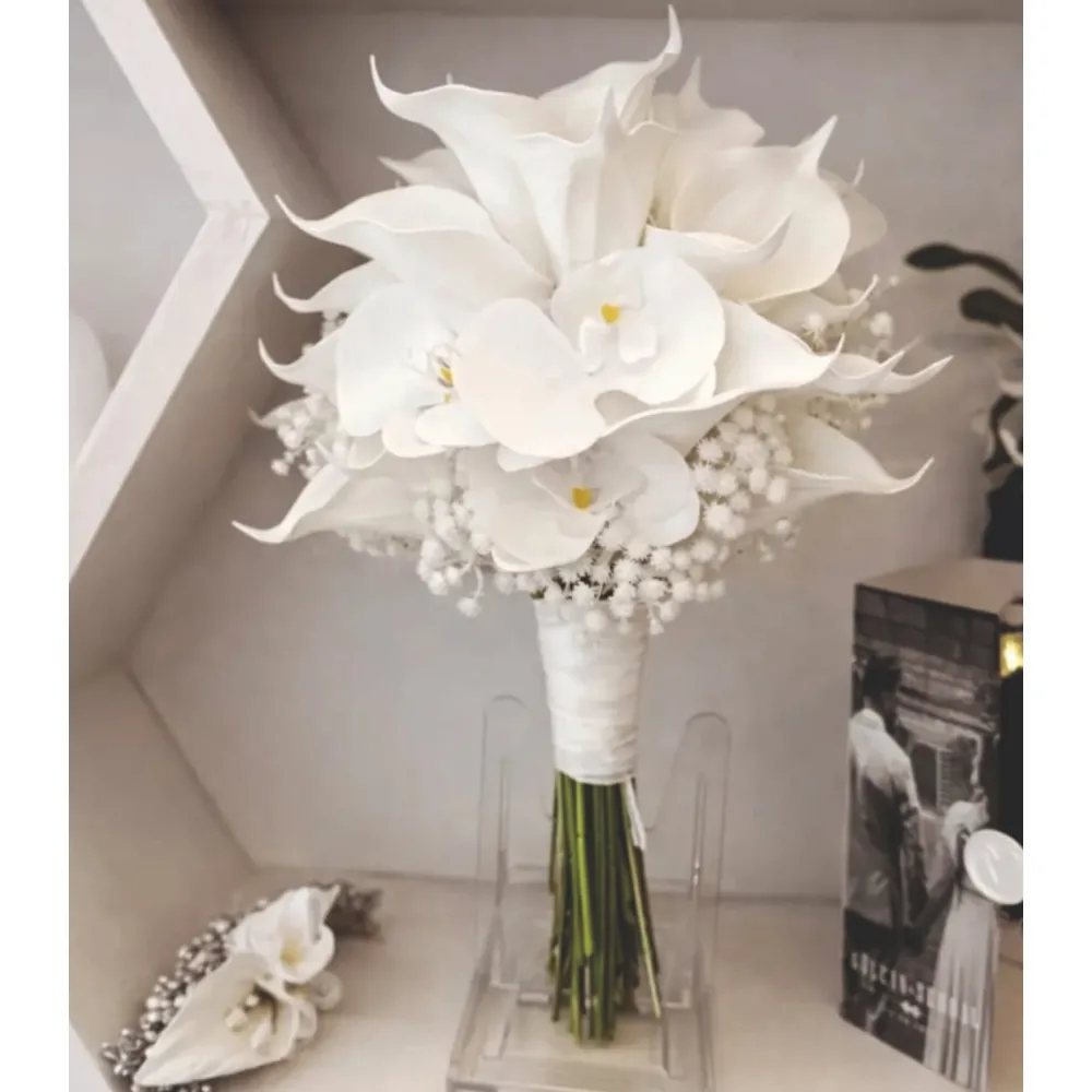 Orkide Gala Gelin Buketi ve Yaka Çiçeği